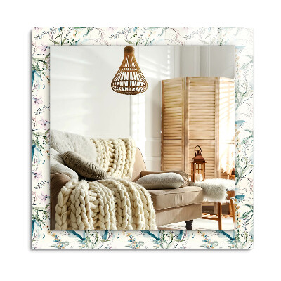 Téglalap tükör díszítéssel Virágos akvarell minta