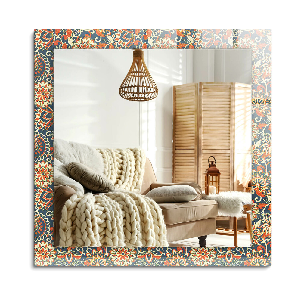 Téglalap dísztükör Virágos tapéta minta