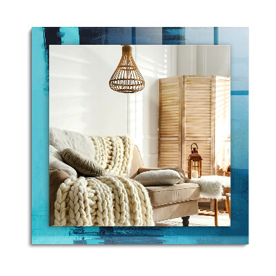 Téglalap tükör díszítéssel Absztrakt kék művészet