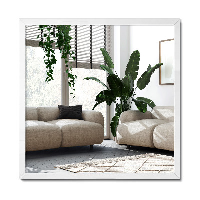 Téglalap alakú tükör fehér kerettel