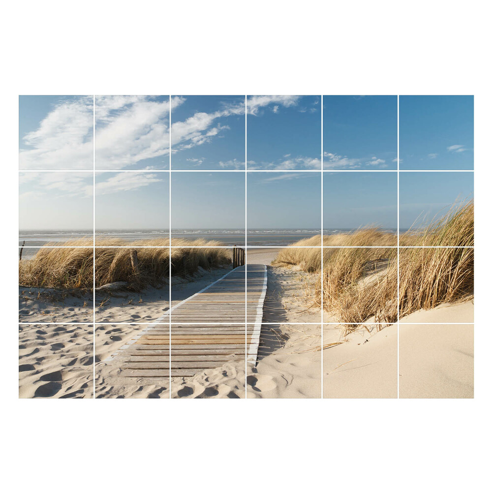 Csempe matrica Fából készült ösvény a tengerparton