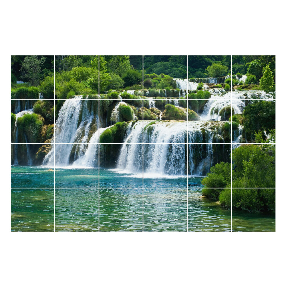 Csempe matrica Vízesések zöld környezetben