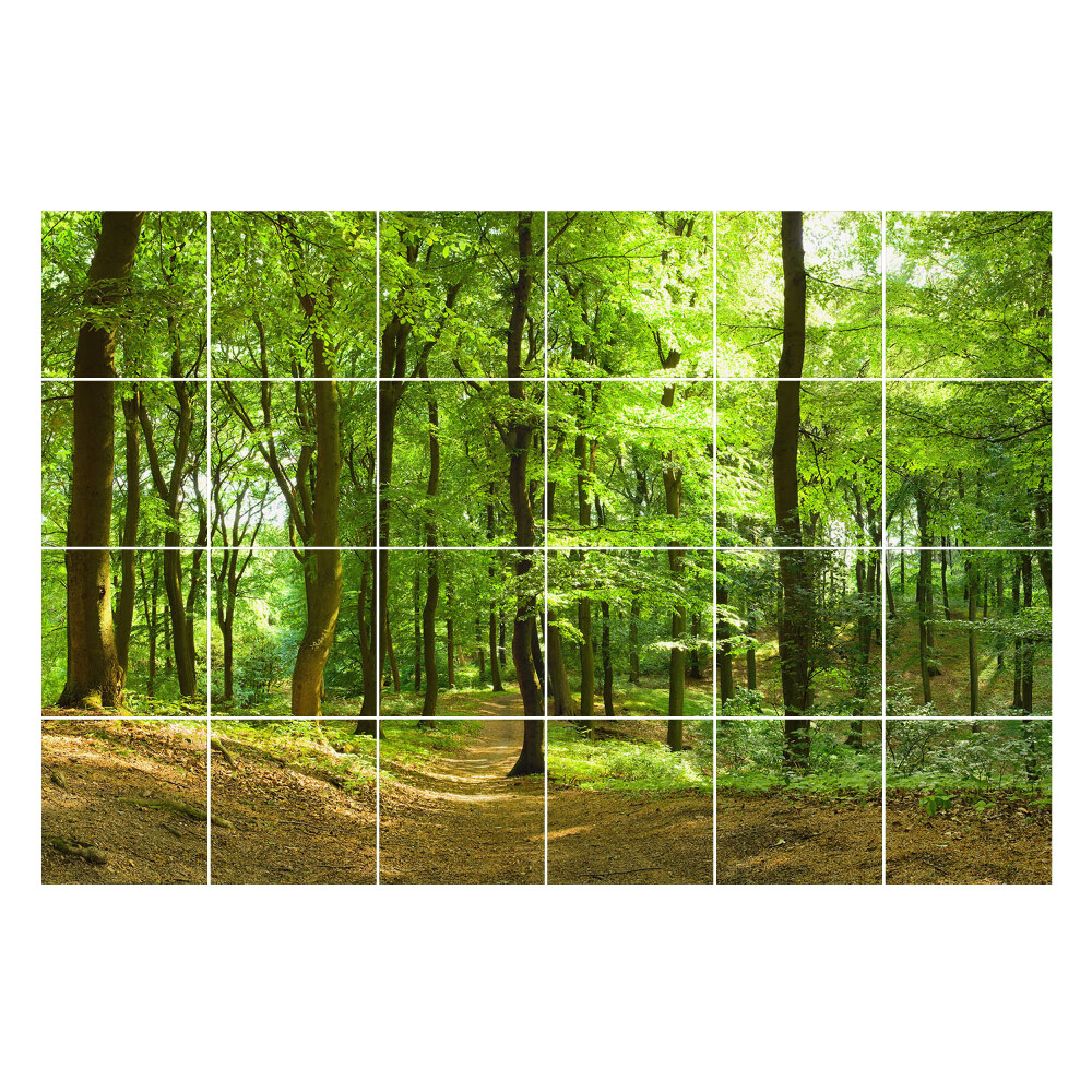 Öntapadós csempe matrica Zöld erdő sikátorral