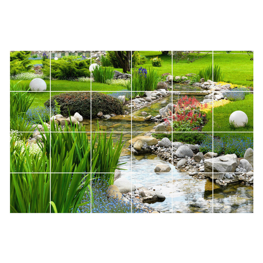 Öntapadós csempe matrica Kert vízfolyással