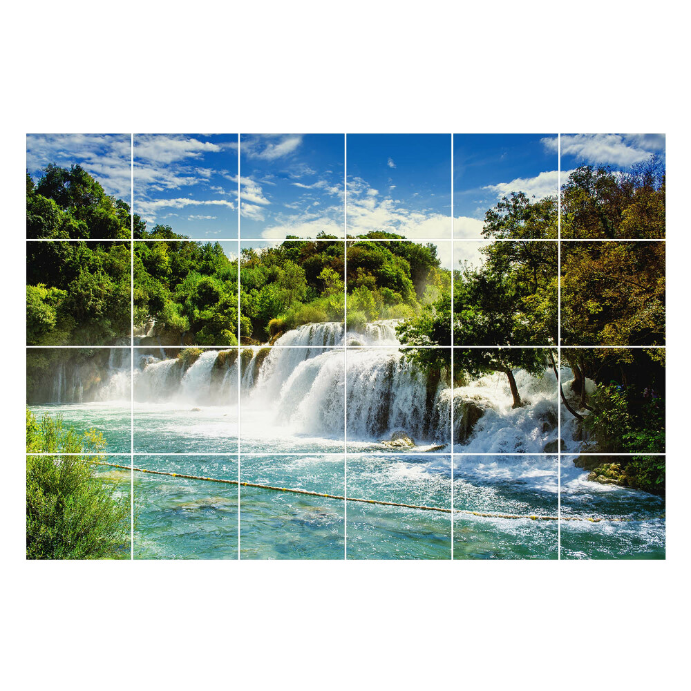 Öntapadós csempe matrica Természettel körülvett vízesés