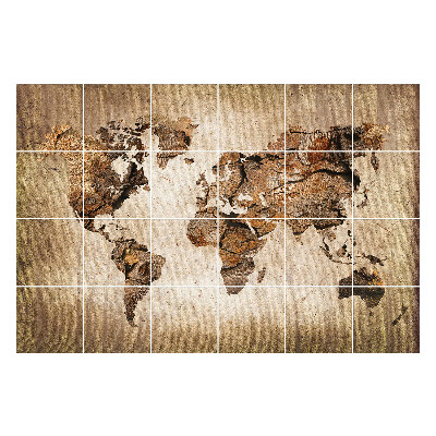 Öntapadós csempe matrica A Föld kontinense fában