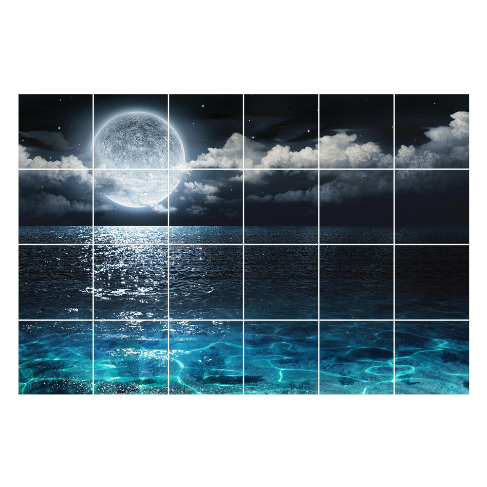 Csempe matrica A hold a nyugodt tenger felett