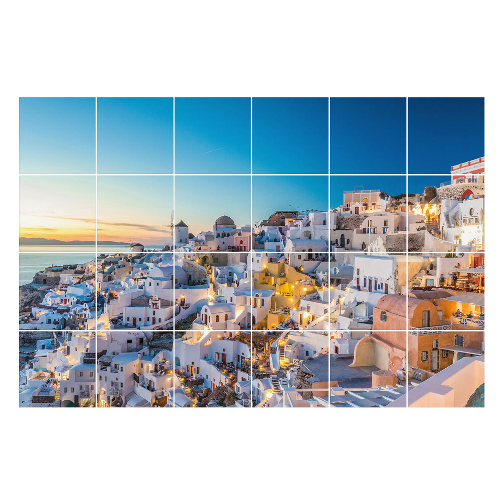 Öntapadós csempe matrica A sziget festői építészete