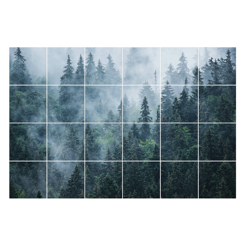 Öntapadós csempe matrica Sűrű erdő a ködben