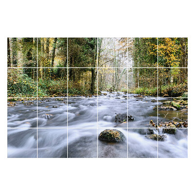 Öntapadós csempe matrica Egy patak az erdőben kövekkel
