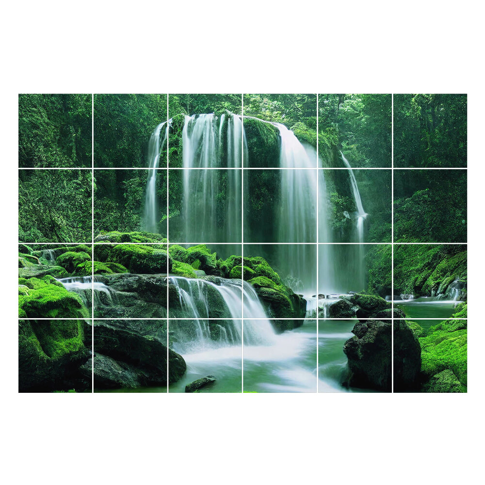 Öntapadós csempe matrica Vízesés buja dzsungelben