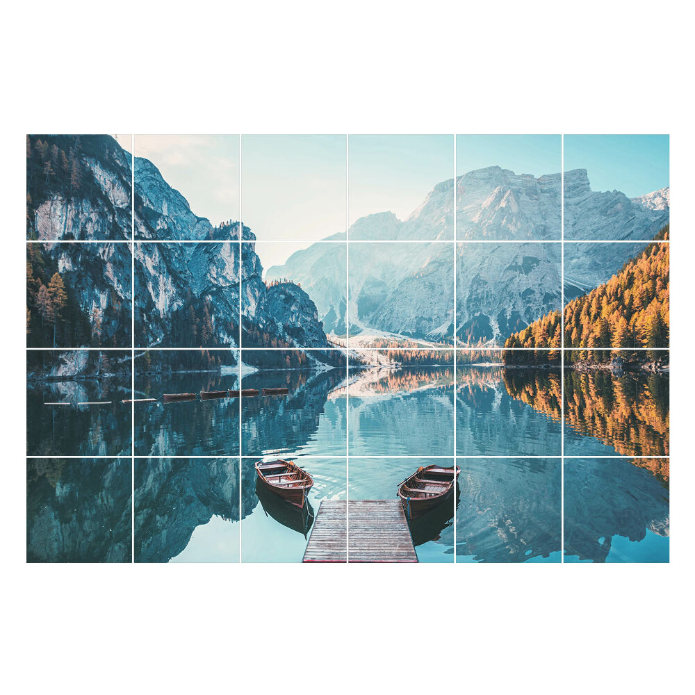 Csempe matrica Nyugodt tó hegyekkel