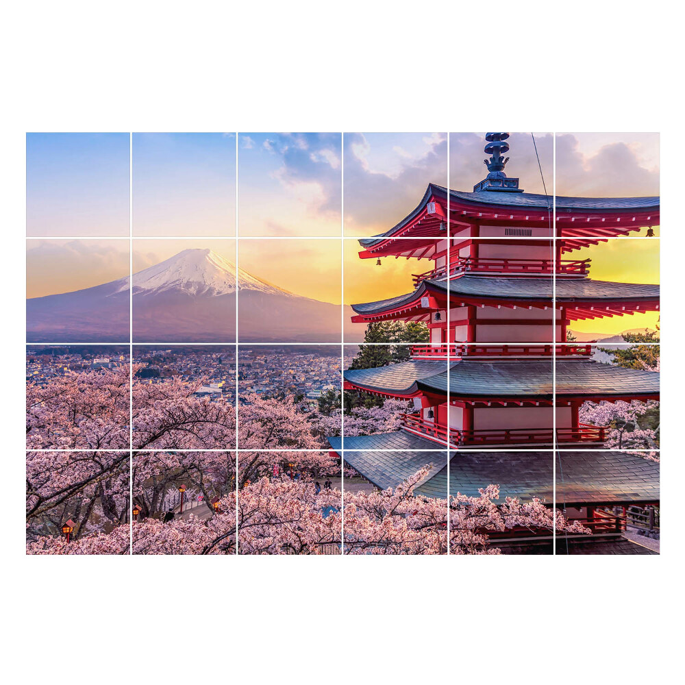 Öntapadós csempe matrica Templom hegyekkel a háttérben