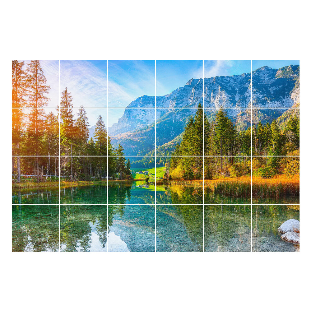 Csempe matrica Hegyi táj egy tóval