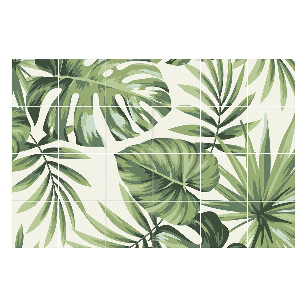 Öntapadós csempe matrica Trópusi levelek egy elrendezésben