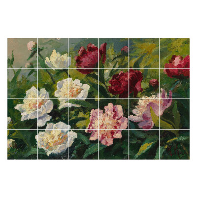 Öntapadós csempe matrica Virágcsokor a kertben