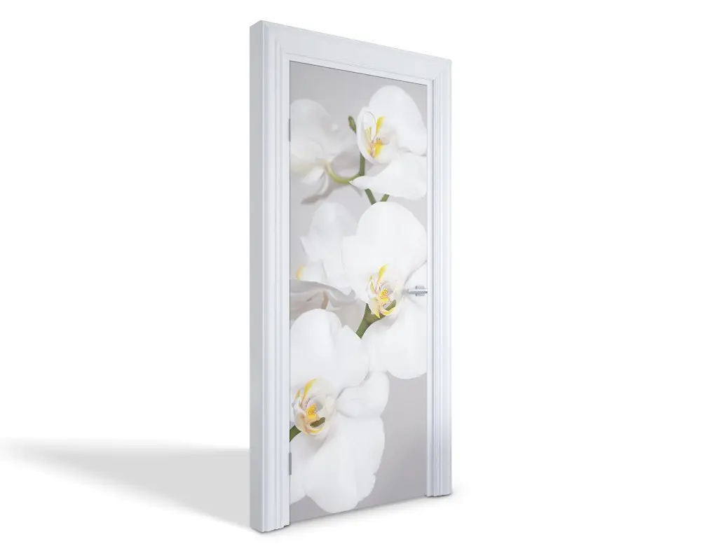 Naklejka na drzwi samoprzylepna Białe orchidee