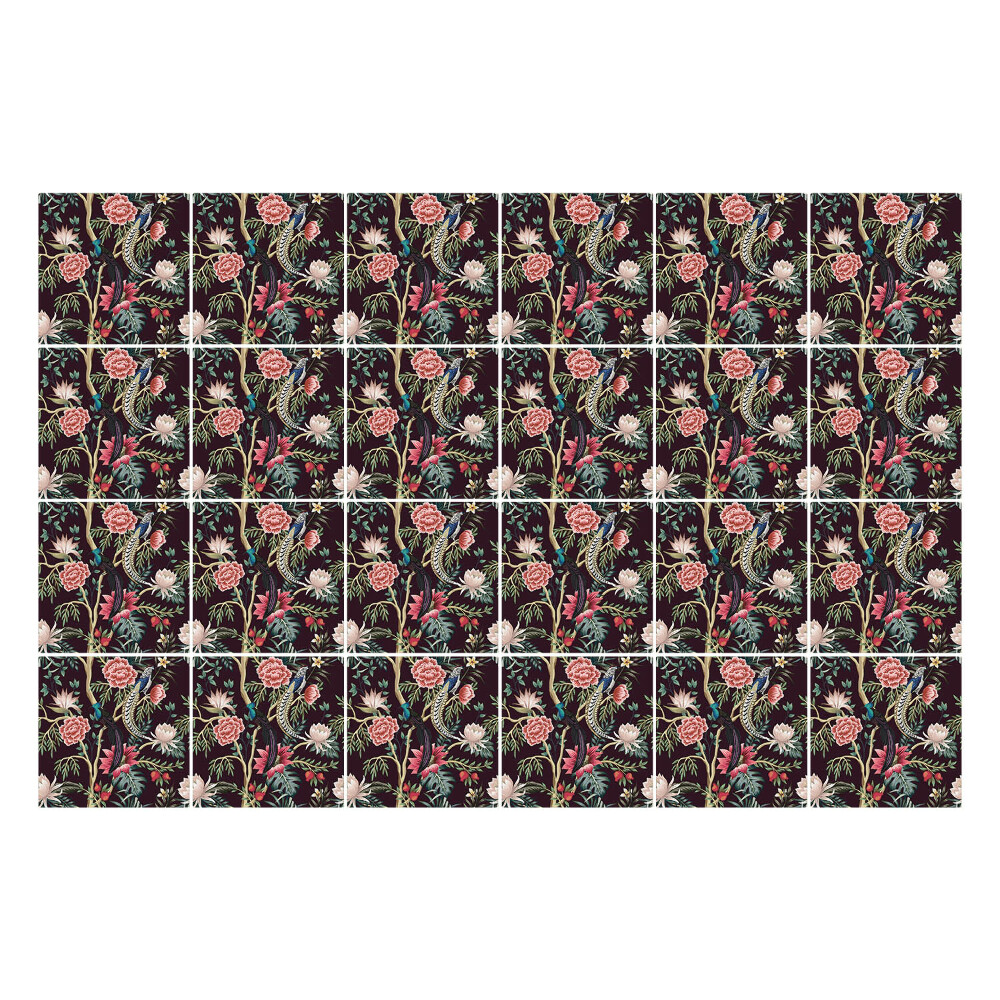 Öntapadós csempe matrica Függőleges virágmotívum