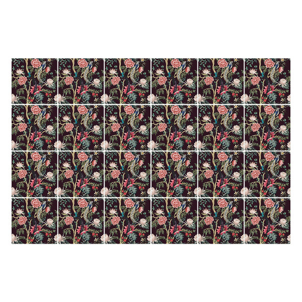 Öntapadós csempe matrica Függőleges virágmotívum