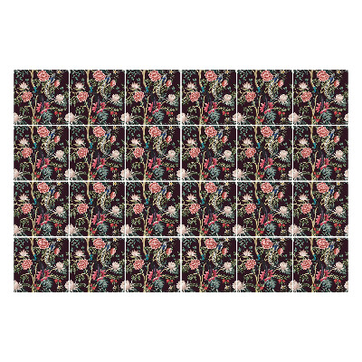 Öntapadós csempe matrica Függőleges virágmotívum