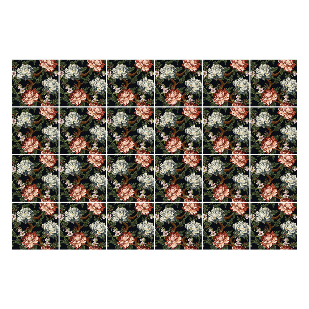 Öntapadós csempe matrica Virágmotívum a sűrűben