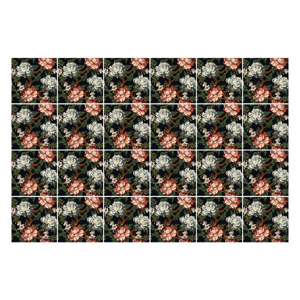 Öntapadós csempe matrica Virágmotívum a sűrűben