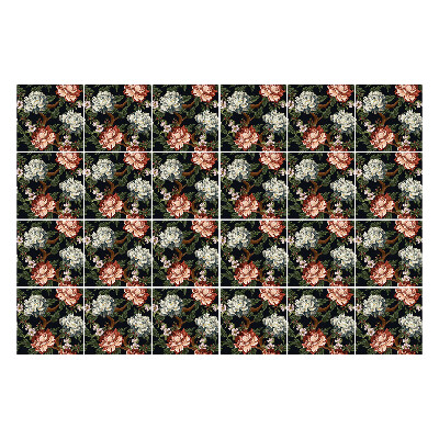 Öntapadós csempe matrica Virágmotívum a sűrűben