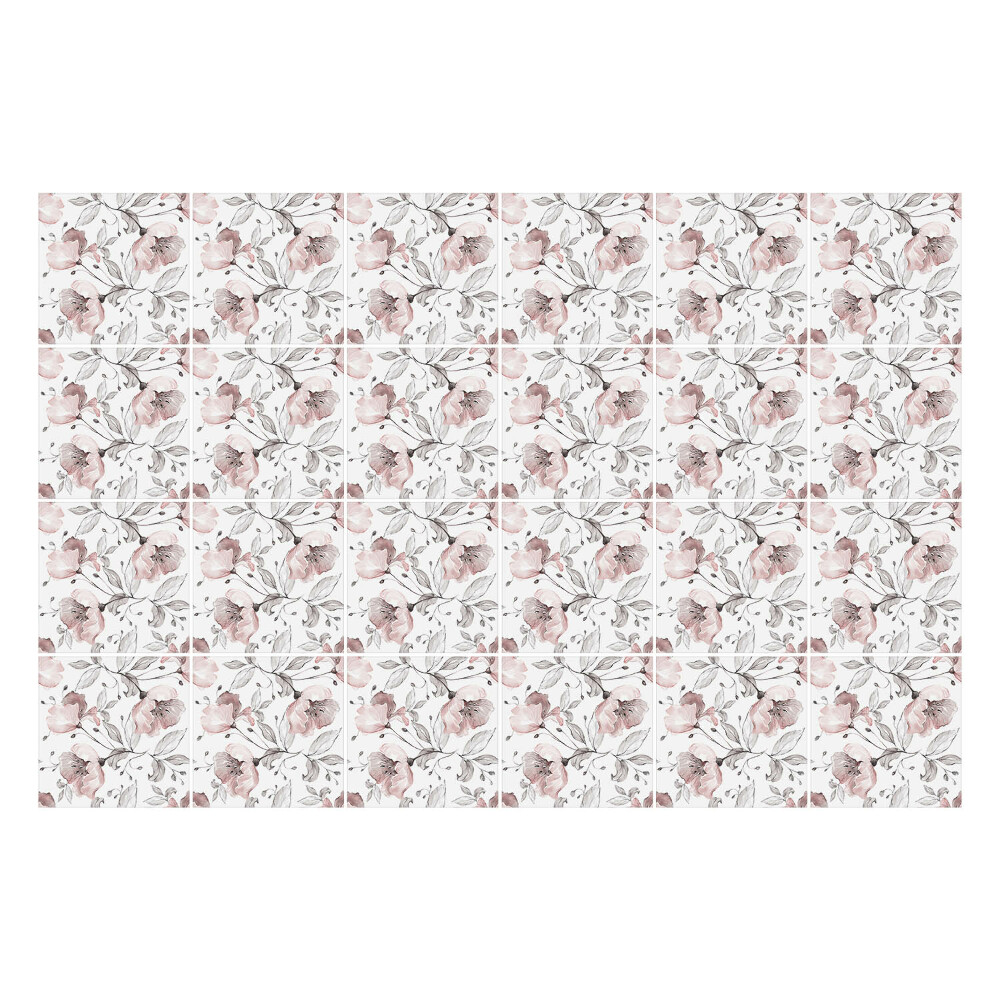 Öntapadós csempe matrica Virág motívum levelekkel