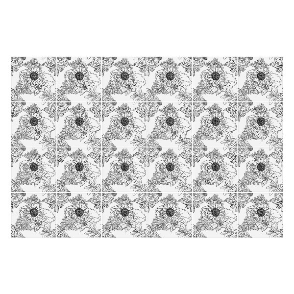 Öntapadós csempe matrica Virágos motívum hálóban