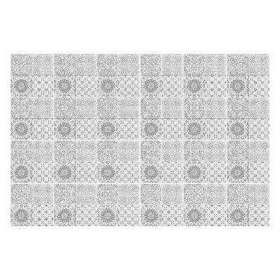 Öntapadós csempe matrica Virágos és geometrikus motívumok