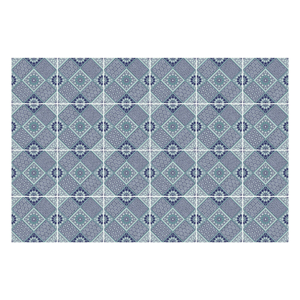 Öntapadós csempe matrica Geometrikus gyémántok virágokkal