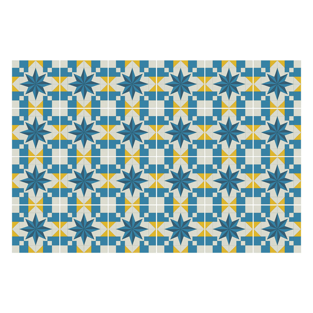 Öntapadós csempe matrica Szimmetrikus csillagok és négyzetek