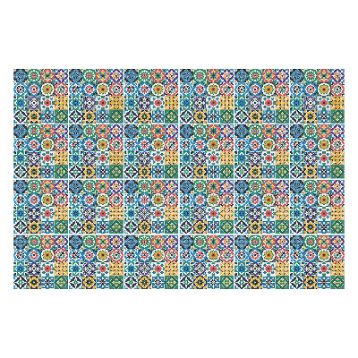 Öntapadós csempe matrica Virágdíszek hálóban