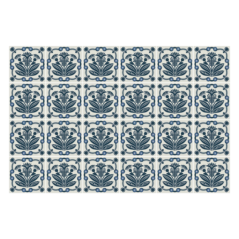 Öntapadós csempe matrica Virágos motívumok keretben