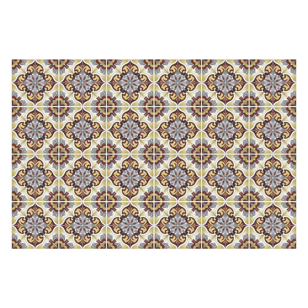 Öntapadós csempe matrica Virág motívum díszekkel