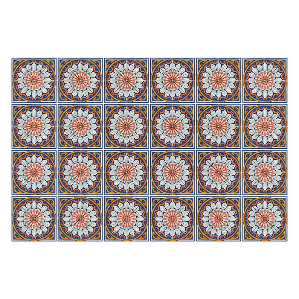 Csempe matrica Virágmotívumok körökben