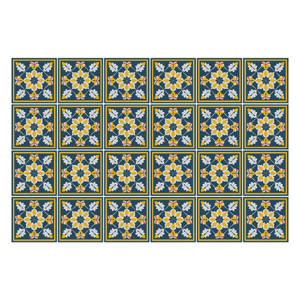 Csempe matrica Virágdíszek keretben