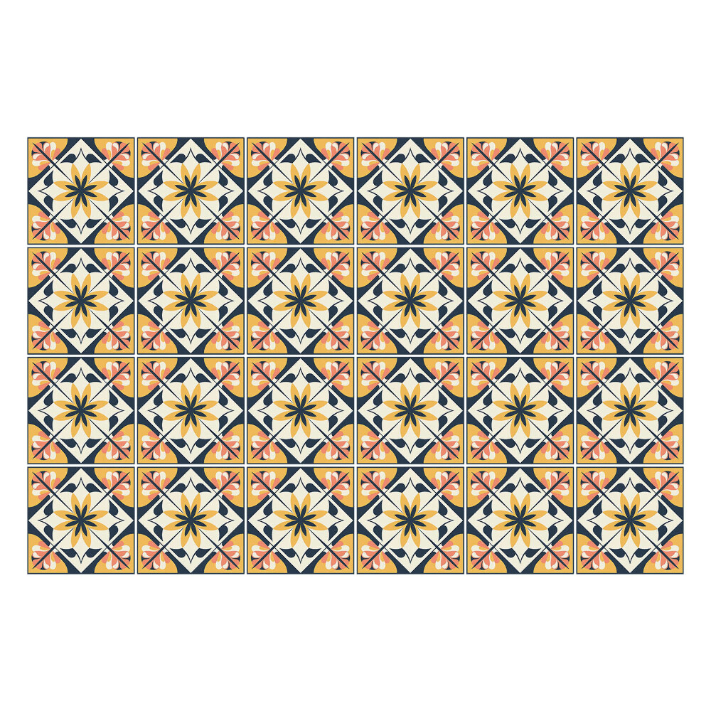 Öntapadós csempe matrica Virágos szimmetriák az elrendezésben