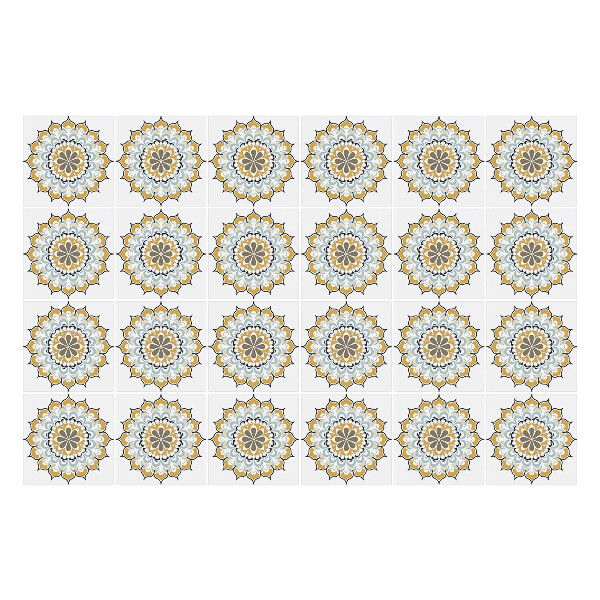 Öntapadós csempe matrica Virágos mandalák elrendezésben