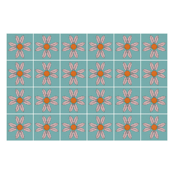 Csempe matrica Virágmotívumok az elrendezésben