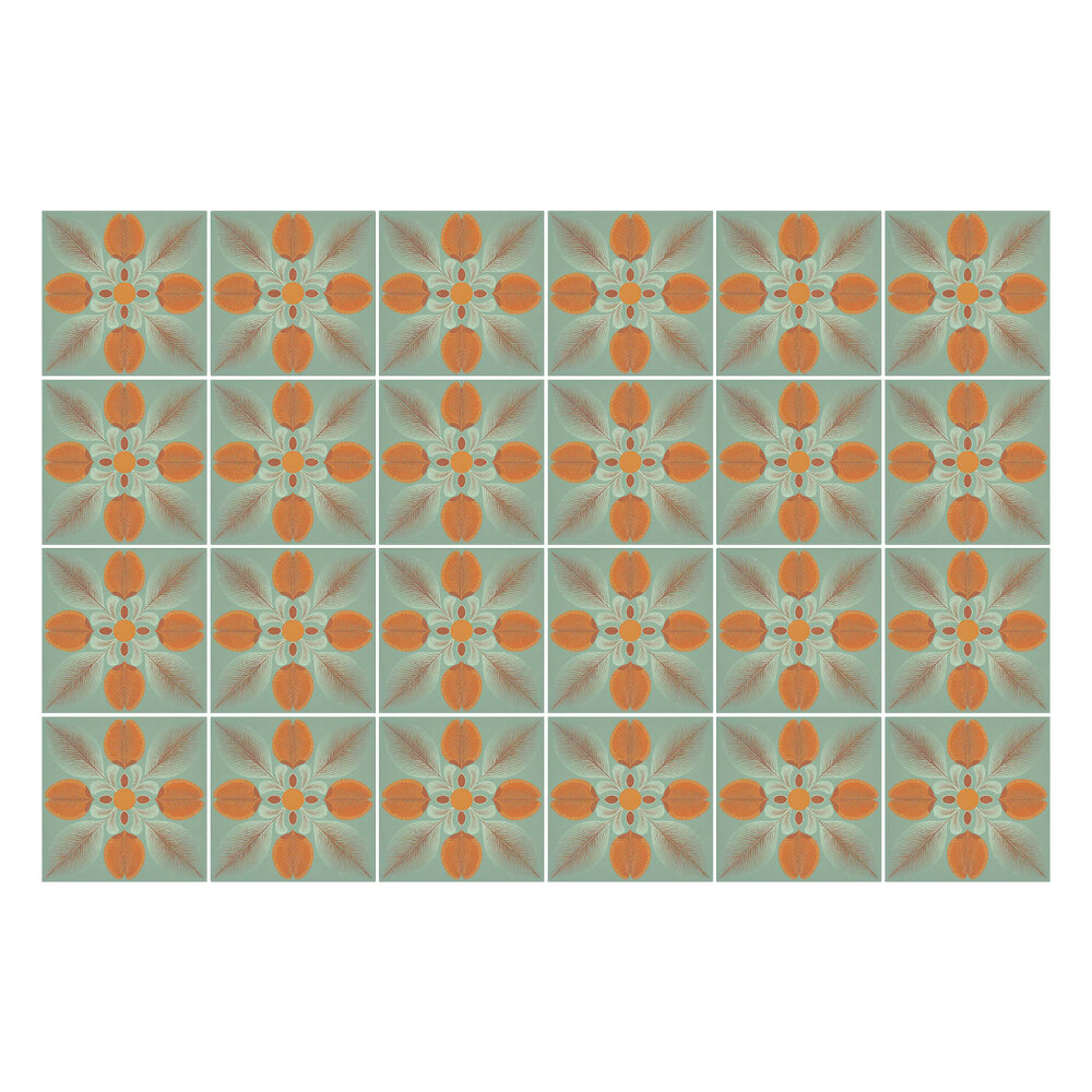 Öntapadós csempe matrica Virágmotívumok hálóban