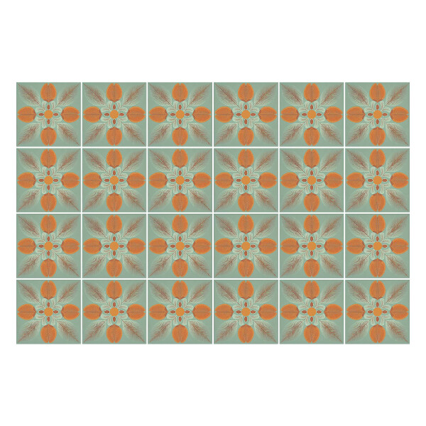 Öntapadós csempe matrica Virágmotívumok hálóban