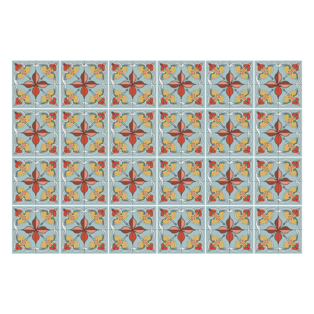 Öntapadós csempe matrica Stilizált virágok hálóban