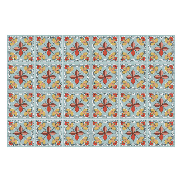 Öntapadós csempe matrica Stilizált virágok hálóban