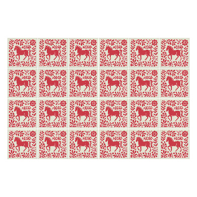 Öntapadós csempe matrica Népi minta lovakkal