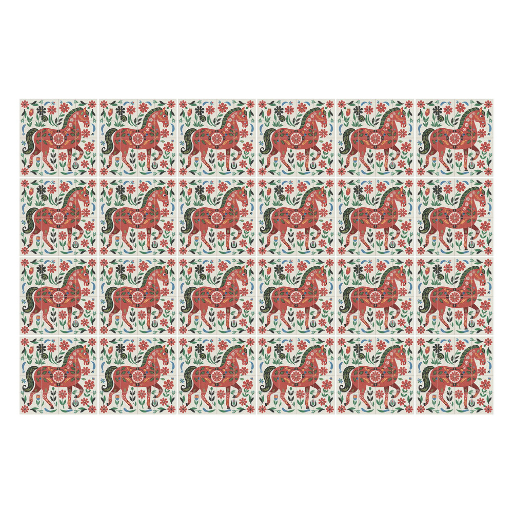 Csempe matrica Virágos elrendezésű lovak