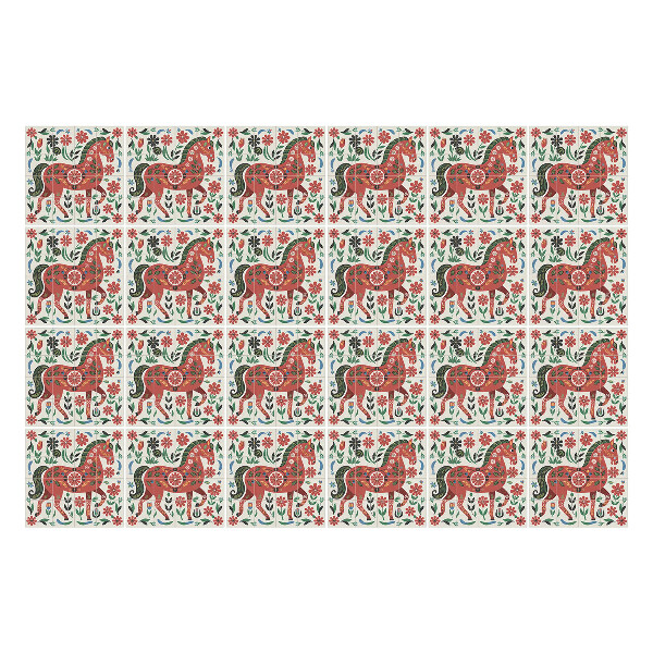 Csempe matrica Virágos elrendezésű lovak