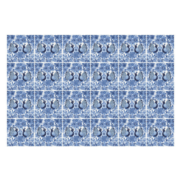 Csempe matrica Virágos motívumok pillangókkal