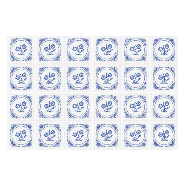 Öntapadós csempe matrica Kék virág mozaik