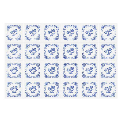 Öntapadós csempe matrica Kék virág mozaik